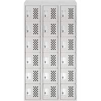 Clean-Line Perforated Lockerette, 6 -tier, Bank of 3, 15" x 72" x 12", Steel Distribution Industrielle GC