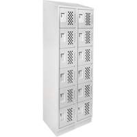 Assembled Lockerettes Clean Line Perforated Economy Lockers, 6 -tier, Bank of 2, 18" x 72" x 12", Steel Distribution Industrielle GC