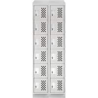Assembled Lockerettes Clean Line Perforated Economy Lockers, 6 -tier, Bank of 2, 18" x 72" x 12", Steel Distribution Industrielle GC