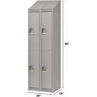 Lockers, 2 -tier, Bank of 2, 24" x 18" x 82", Steel, Grey, Knocked Down Distribution Industrielle GC