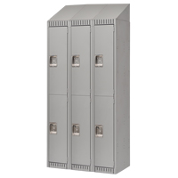 Casiers, 2 niveaux, Bloc de 3, 36" x 18" x 82", Acier, Gris, D&eacute;mont&eacute; Distribution Industrielle GC