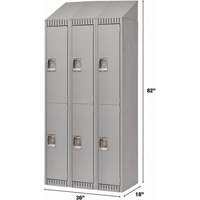 Casiers, 2 niveaux, Bloc de 3, 36" x 18" x 82", Acier, Gris, D&eacute;mont&eacute; Distribution Industrielle GC