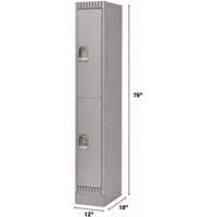 Lockers, 2 -tier, 12" x 18" x 76", Steel, Grey, Knocked Down Distribution Industrielle GC