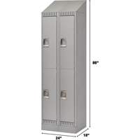 Lockers, 2 -tier, Bank of 2, 24" x 18" x 86", Steel, Grey, Knocked Down Distribution Industrielle GC