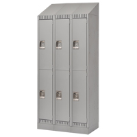 Lockers, 2 -tier, Bank of 3, 36" x 18" x 86", Steel, Grey, Knocked Down Distribution Industrielle GC