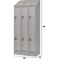 Lockers, 2 -tier, Bank of 3, 36" x 18" x 86", Steel, Grey, Knocked Down Distribution Industrielle GC