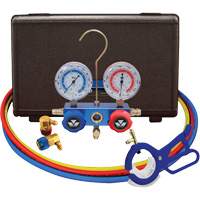 Automotive R134A 2-Way Manifold Gauge Set with 3-In-1 Side Mount Can Tap Valve Distribution Industrielle GC