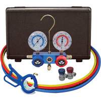 Jeu de manom&egrave;tres collecteurs pour automobile avec coupleurs manuels et robinet perce-canette lat&eacute;rale 3-in-1 Distribution Industrielle GC