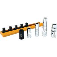Chrome Finish Socket Set with Rail, 5 Pieces, 1/4" Drive Size Distribution Industrielle GC