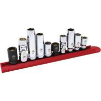 Chrome Finish Socket Set with Rail, 10 Pieces, 1/4"/3/8" Drive Size Distribution Industrielle GC