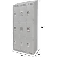 Casiers, 3 niveaux, Bloc de 3, 36" x 18" x 82", Acier, Gris, D&eacute;mont&eacute; Distribution Industrielle GC