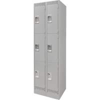 Lockers, 3 -tier, Bank of 2, 24" x 18" x 76", Steel, Grey, Knocked Down Distribution Industrielle GC
