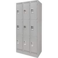 Casiers, 3 niveaux, Bloc de 3, 36" x 18" x 76", Acier, Gris, D&eacute;mont&eacute; Distribution Industrielle GC