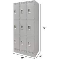 Casiers, 3 niveaux, Bloc de 3, 36" x 18" x 76", Acier, Gris, D&eacute;mont&eacute; Distribution Industrielle GC