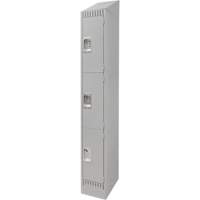 Lockers, 3 -tier, 12" x 18" x 86", Steel, Grey, Knocked Down Distribution Industrielle GC