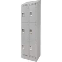 Lockers, 3 -tier, Bank of 2, 24" x 18" x 86", Steel, Grey, Knocked Down Distribution Industrielle GC