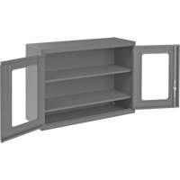 Armoire de rangement murale avec portes transparentes, 26-15/16" h x 35-7/8" la x 13-11/16" p, 2 tablettes, Acier, Gris Distribution Industrielle GC