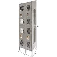 Casiers ventil&eacute;s, 2 niveaux, Bloc de 2, 24" x 18" x 88", Acier, Gris, D&eacute;mont&eacute;, Perfor&eacute; Distribution Industrielle GC
