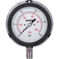 Pressure Gauge, 4-1/2" , 0 - 15 psi/0 - 100 kPa, Bottom Mount, Liquid Filled Analogue Distribution Industrielle GC