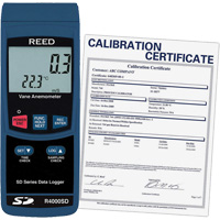 Thermo-an&eacute;mom&egrave;tre avec certificat de calibration, Enregistrement des donn&eacute;es, Gamme de v&eacute;locit&eacute; d'air de 0,4 - 30 m/sec Distribution Industrielle GC