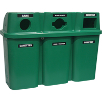 Contenants de recyclage Bullseye, Bord de rue, Plastique, 3 x 22 gal. US Distribution Industrielle GC