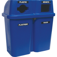 Contenants de recyclage Bullseye, Bord de rue, Plastique, 2 x 22 gal. US Distribution Industrielle GC