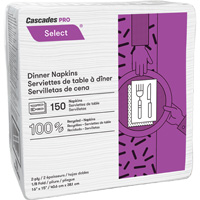 Serviettes de table &agrave; plis 1/8 Pro Select, 2 pli, 15" x 16" Distribution Industrielle GC