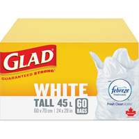 Tall 45L Febreze Garbage Bags, Regular, 24" W x 28" L, White Distribution Industrielle GC