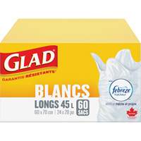 Tall 45L Febreze Garbage Bags, Regular, 24" W x 28" L, White Distribution Industrielle GC