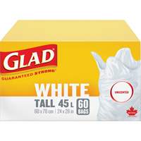 Tall 45L Unscented Garbage Bags, Regular, 24" W x 28" L, White Distribution Industrielle GC