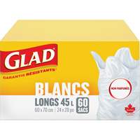 Tall 45L Unscented Garbage Bags, Regular, 24" W x 28" L, White Distribution Industrielle GC