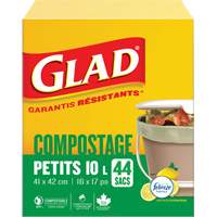 Petits sacs de compostage, R&eacute;gulier, 17" lo x 16" la, Brun, Capacit&eacute; de 10 L (3 gal.) Distribution Industrielle GC