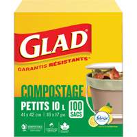 Petits sacs de compostage, R&eacute;gulier, 17" lo x 16" la, Brun, Capacit&eacute; de 10 L (3 gal.) Distribution Industrielle GC