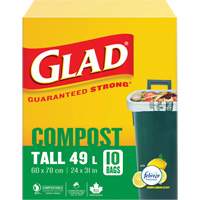 Sacs de compostage hauts, R&eacute;gulier, 31" lo x 24" la, Brun, Capacit&eacute; de 49 L (13 gal.) Distribution Industrielle GC