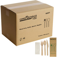 Wood Cutlery Set in Paper Bag Distribution Industrielle GC