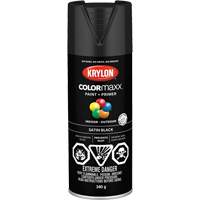 Appr&ecirc;t + peinture COLORmaxx, Noir, Semi-mat, 12 oz, Canette a&eacute;rosol Distribution Industrielle GC