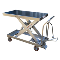 Table &eacute;l&eacute;vatrice &agrave; ciseaux hydraulique pneumatique, Acier inoxydable, 47-1/2" lo x 24" la, Cap. 2000 lb Distribution Industrielle GC
