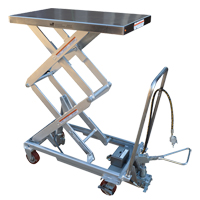Table &eacute;l&eacute;vatrice &agrave; ciseaux hydraulique pneumatique, Acier inoxydable, 32-1/2" lo x 19-3/4" la, Cap. 1000 lb Distribution Industrielle GC