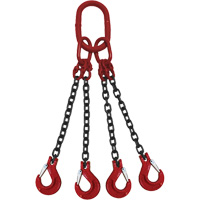 &eacute;lingue en chaîne, chaîne Calibre 80, Quadruple branches, crochets Oblong et &eacute;chappement, 9/32" x 5' Distribution Industrielle GC