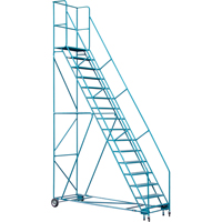 Escabeau roulant certifi&eacute; par la CSA avec pied verrouillable, 16 marches, Largeur de la marche 30", Hauteur de la plateforme 144", Acier Distribution Industrielle GC