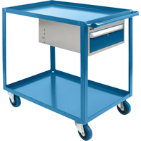 Heavy Duty Shelf Cart with Drawer, 1200 lbs. Capacity, Steel, 24" x W, 36" x H, 39" D, Rubber Wheels, All-Welded, 1 Drawers Distribution Industrielle GC