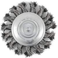 Shaft Mounted Knot Twisted Radial Brush, 3" Dia., 0.02" Fill, 1/4" Arbor, Stainless Steel Distribution Industrielle GC