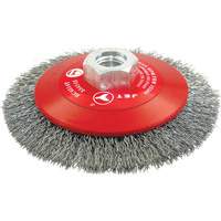 High-Performance Bevel Crimped Conical Brush, 4-1/2" Dia., 0.014" Fill, 5/8"-11 Arbor, Steel Distribution Industrielle GC