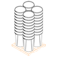 Baril emboîtable en poly&eacute;thyl&egrave;ne, 55 gal. US (45 gal. imp.), Dessus ouvert, Jaune Distribution Industrielle GC