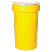 Baril emboîtable en poly&eacute;thyl&egrave;ne, 55 gal. US (45 gal. imp.), Dessus ouvert, Jaune Distribution Industrielle GC