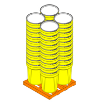 Baril emboîtable en poly&eacute;thyl&egrave;ne, 30 gal. US (25 gal. imp.), Dessus ouvert, Jaune Distribution Industrielle GC