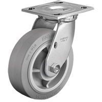 Roulette avec plaque, Pivotant, 4" (101,6 mm), Caoutchouc, 225 lb (102 kg) Distribution Industrielle GC