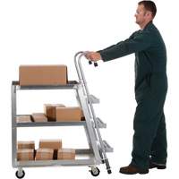 Chariot de pr&eacute;l&egrave;vement de stock, Aluminium, 21-7/8" la x 40" p, 3 tablettes, Capacit&eacute; 660 lb Distribution Industrielle GC