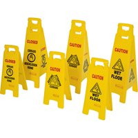 Wet Floor Safety Signs, Quadrilingual with Pictogram Distribution Industrielle GC