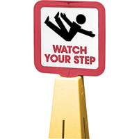 C&ocirc;nes de d&eacute;viation - &eacute;tiquettes de message  Watch Your Step , Adh&eacute;sif, Anglais avec pictogramme Distribution Industrielle GC